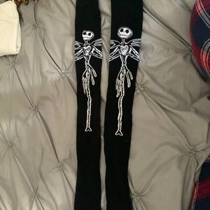 Jack skeleton knee high socks
